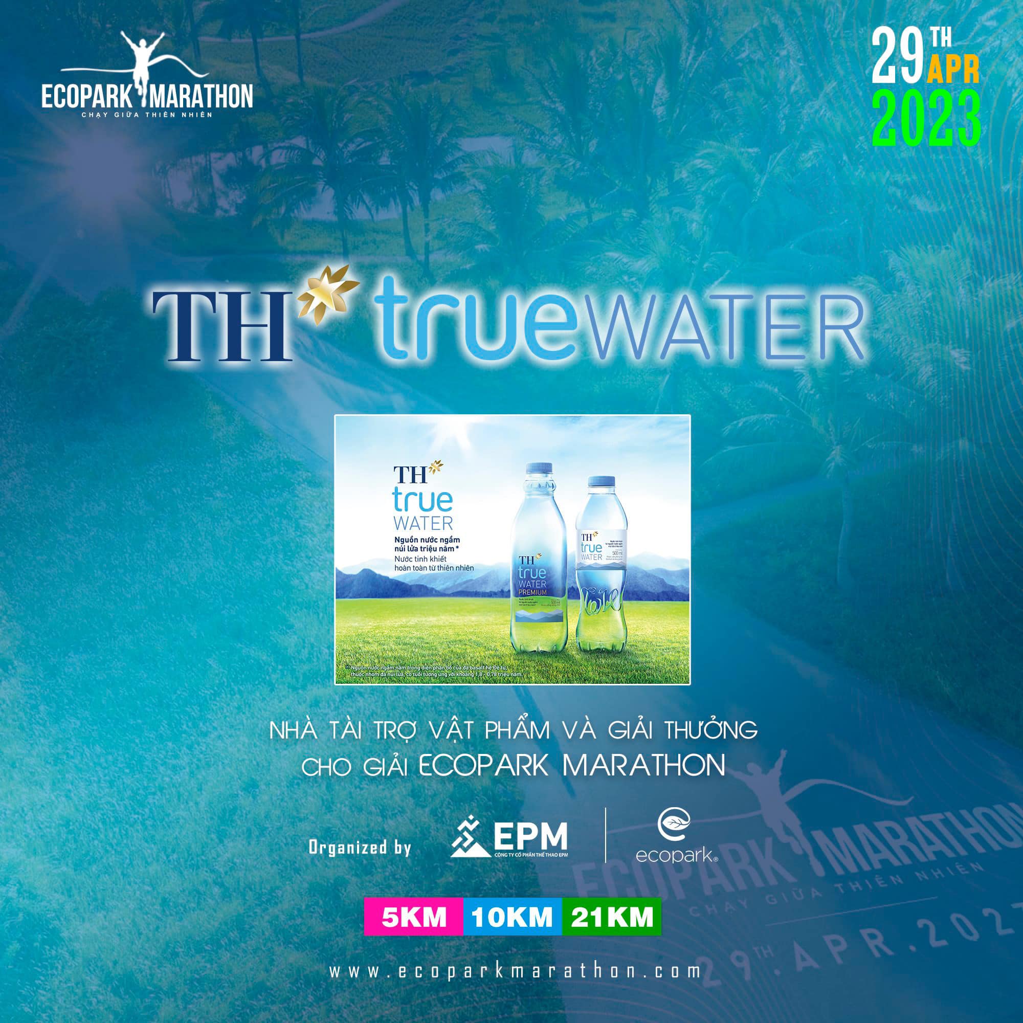 Thumbnail TH TRUE WATER: NHÀ TÀI TRỢ VẬT PHẨM VÀ GIẢI THƯỞNG CHO ECOPARK MARATHON 2023