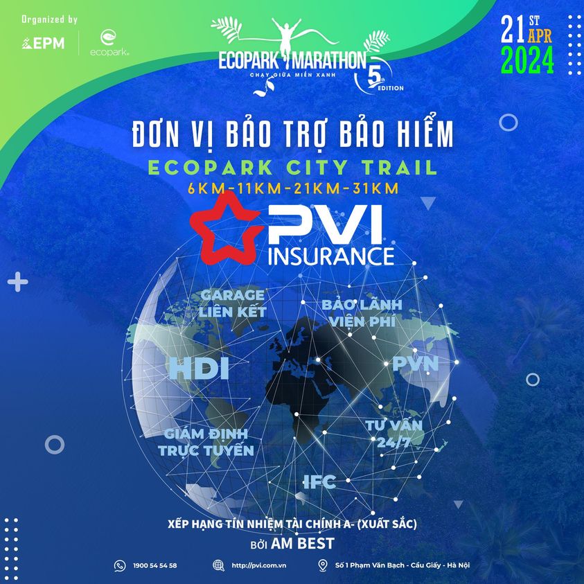 Thumbnail PVI, Nhà bảo trợ bảo hiểm 100% cho toàn bộ runners, crews và Ban tổ chức của Ecopark City Trail 2024